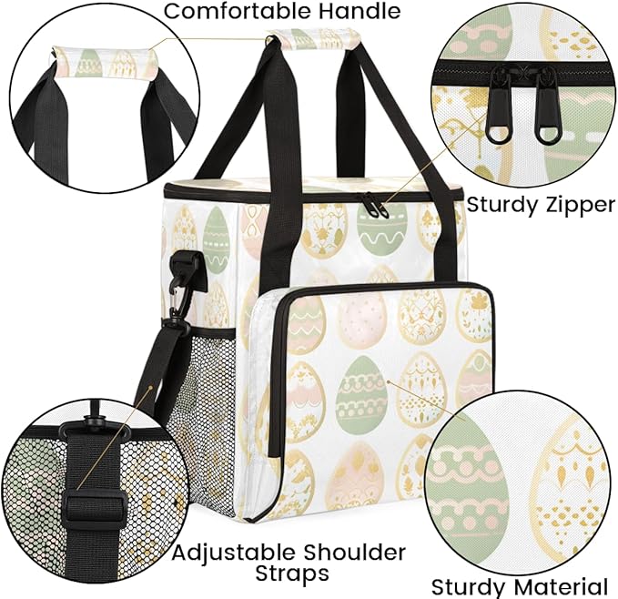 Oil Painting Floral Coffee Maker Carrying Bag Easter Egg Travel Storage Bag Compatible with K-Mini or K-Mini Plus Single Serve Coffee Brewer Carrying Case with Multiple Pockets &amp Shoulder Strap