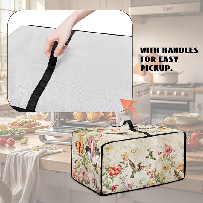 Rectangular Toaster Oven Cover Stain Resistant Washable Appliance Cover with Side Pockets Neat Storage and Protection for Kitchen Appliances Hummingbird