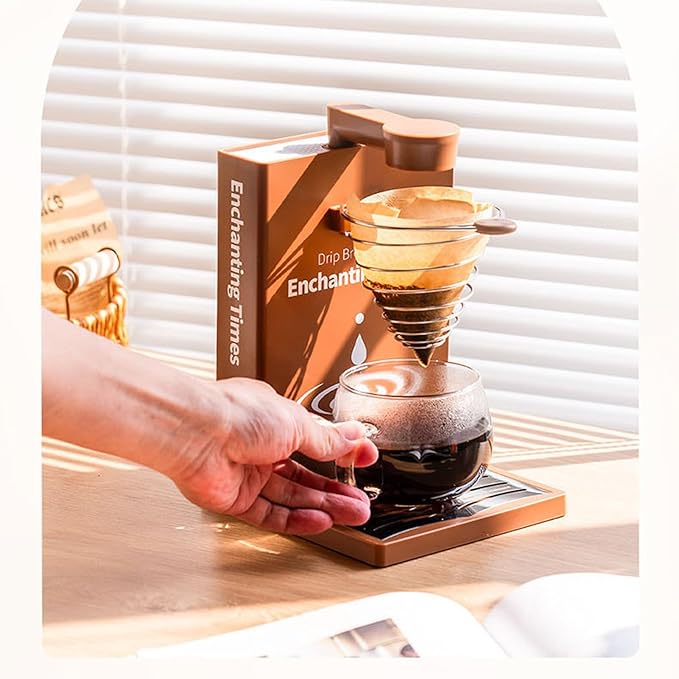 Foldable Pour Over Coffee Machine Electric Detachable Drip Coffee Maker with Stable Heating System for Home Travel Office 7 Holes Book Shaped Brewer for Flavorful Extraction