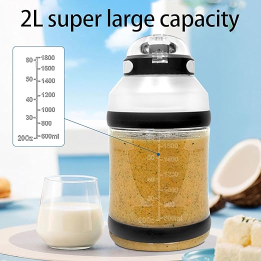 Powerful Portable Juicer Maker - 2000ml Capacity USB Rechargeable Blender Smoothies Juices - Ideal Home Office Outdoor Use(Mint Blue)