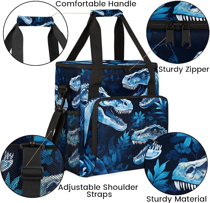 Dinosaur Floral Coffee Maker Carrying Bag Portable Travel Storage Tote Bag Compatible with K-Mini or K-Mini Plus Single Serve Coffee Brewer Carrying Case with Multiple Pockets &amp Shoulder Strap