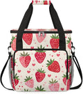 Love Heart Strawberry Coffee Maker Carrying Bag Compatible with K-Mini or K-Mini Plus Portable Single Cup Coffee Maker Case with Pockets for K Cup Pods