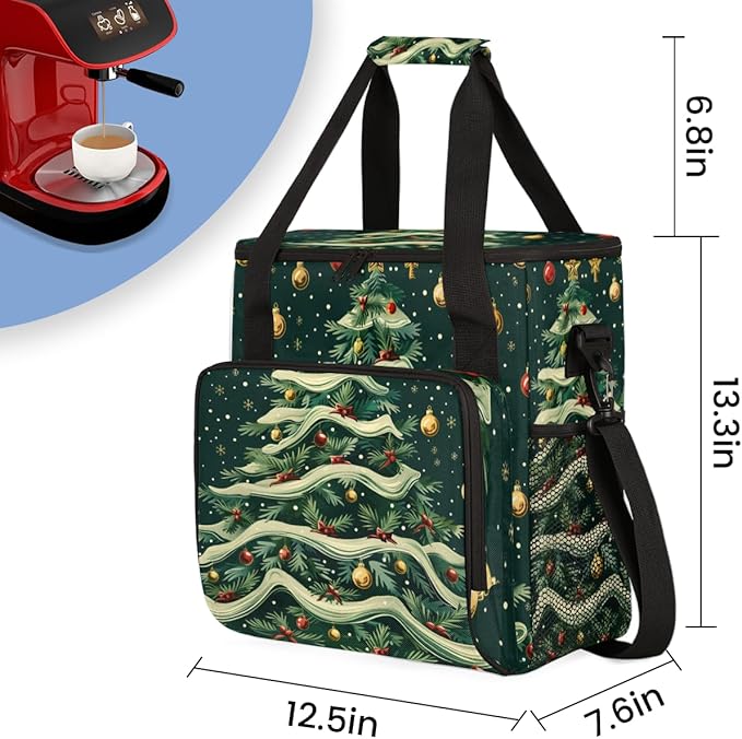 Cartoon Tree Coffee Maker Carrying Bag Magic Tree Travel Storage Bag Compatible with K-Mini or K-Mini Plus Single Serve Coffee Brewer Carrying Case with Multiple Pockets &amp Shoulder Strap