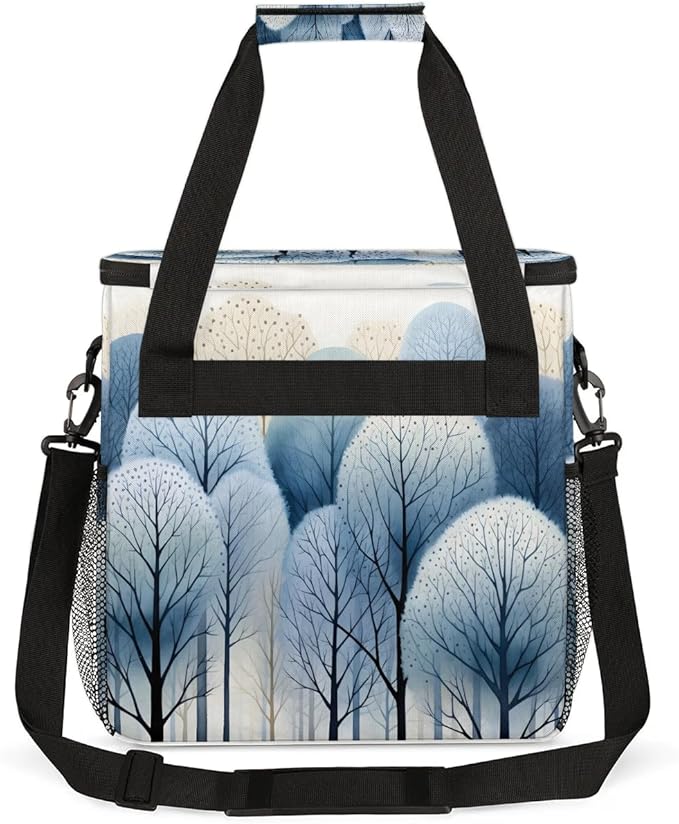 Forest Pattern Coffee Maker Carrying Bag Compatible with K-Mini or K-Mini Plus Portable Single Cup Coffee Maker Case with Pockets for K Cup Pods