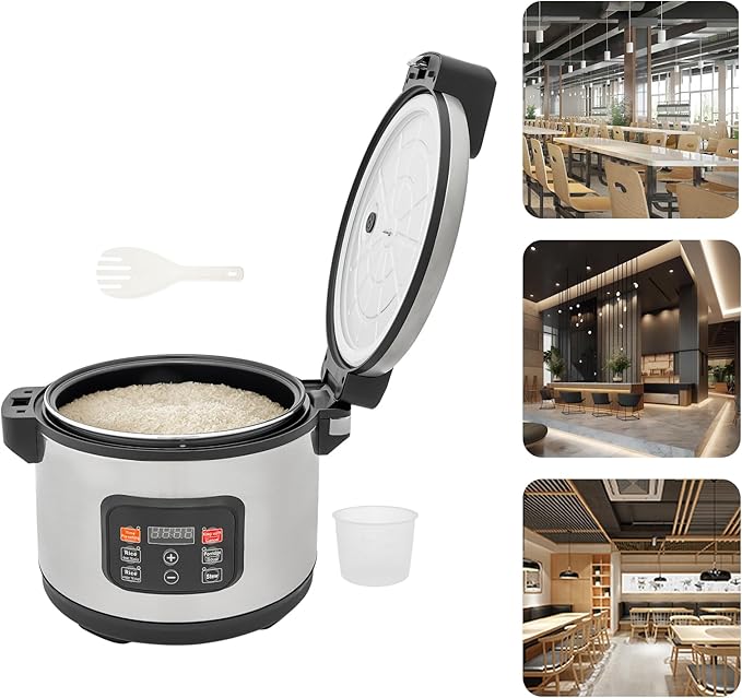 Large Capacity Commercial Rice Cooker &amp Warmer with Nonstick Inner Pot 13.74Qt Multi-function Electric Rice Cooker | LED Display | Timer Setting | Smart Preset from 30 min-24 Hrs