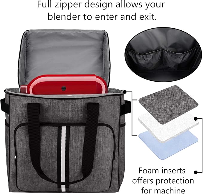 BAGLHER Heavy Duty Kitchen Mixer Cover for 6-8 Quart Stand Mixers 2-in-1 Shoulder &amp Hand Carrying Case with Accessory Pockets (15”x10.5”x17” Grey)