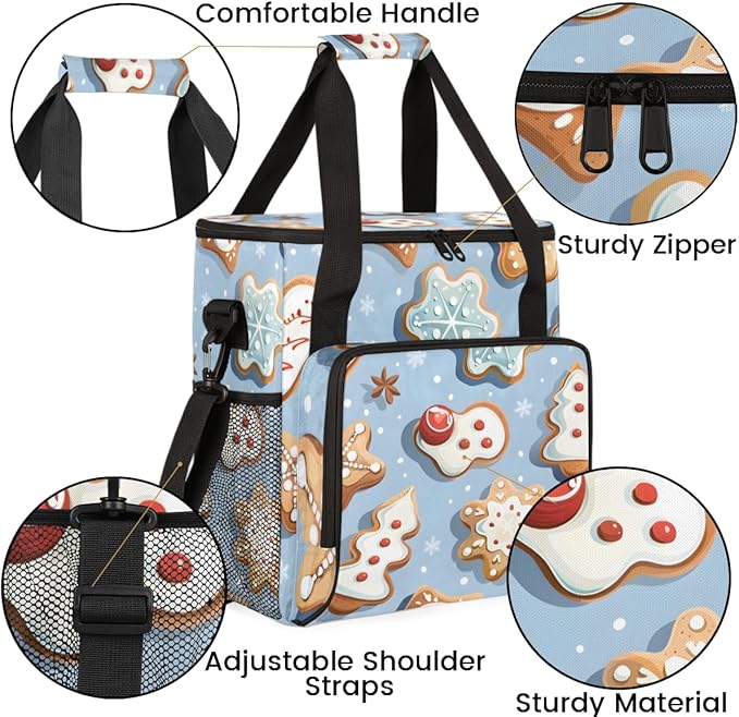Fantastic Xmas Biscuit Coffee Maker Carrying Bag Travel Storage Bag Compatible with K-Mini or K-Mini Plus Single Serve Coffee Brewer Carrying Case with Multiple Pockets &amp Shoulder Strap