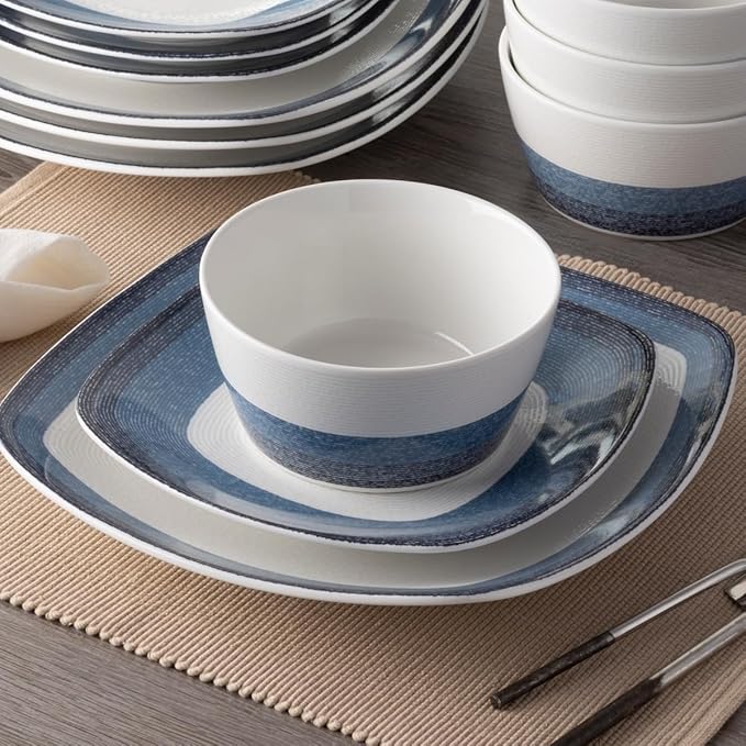 Noritake Colorscapes Layers Navy 12-Piece Square Dinnerware Set Service for 4