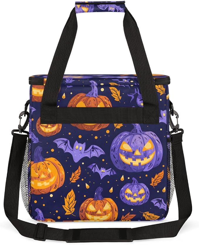 Bats Pumpkins Coffee Maker Carrying Bag Portable Travel Storage Tote Bag Compatible with K-Mini or K-Mini Plus Single Serve Coffee Brewer Carrying Case with Multiple Pockets &amp Shoulder Strap