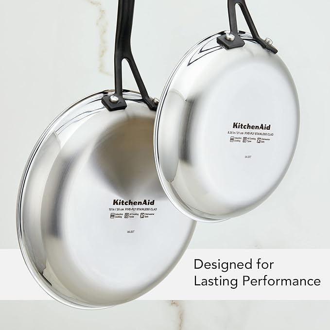KitchenAid 5-Ply Clad Polished Stainless Steel Frying Pan/Skillet 10 Inch - Stainless Steel