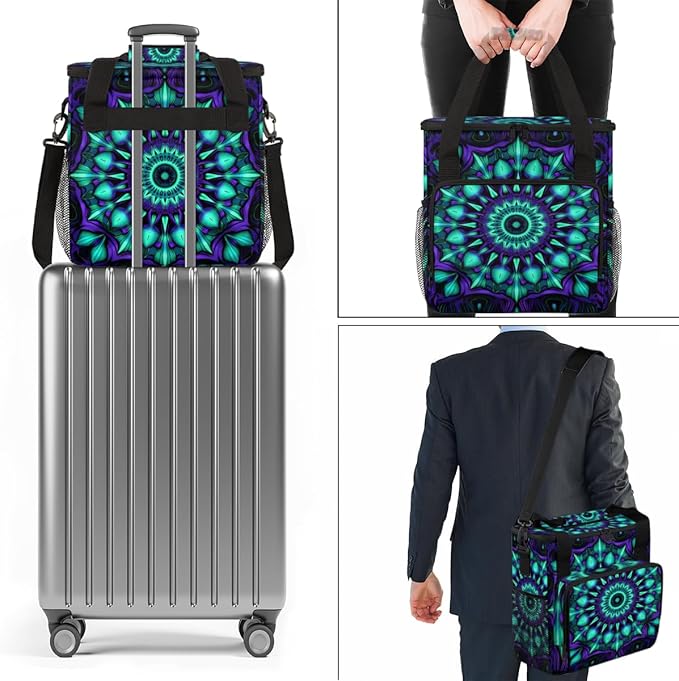 Gradient Mandala Coffee Maker Carrying Bag Crazy Lines Star Travel Storage Bag Compatible with K-Mini or K-Mini Plus Single Serve Coffee Brewer Carrying Case with Multiple Pockets &amp Shoulder Str