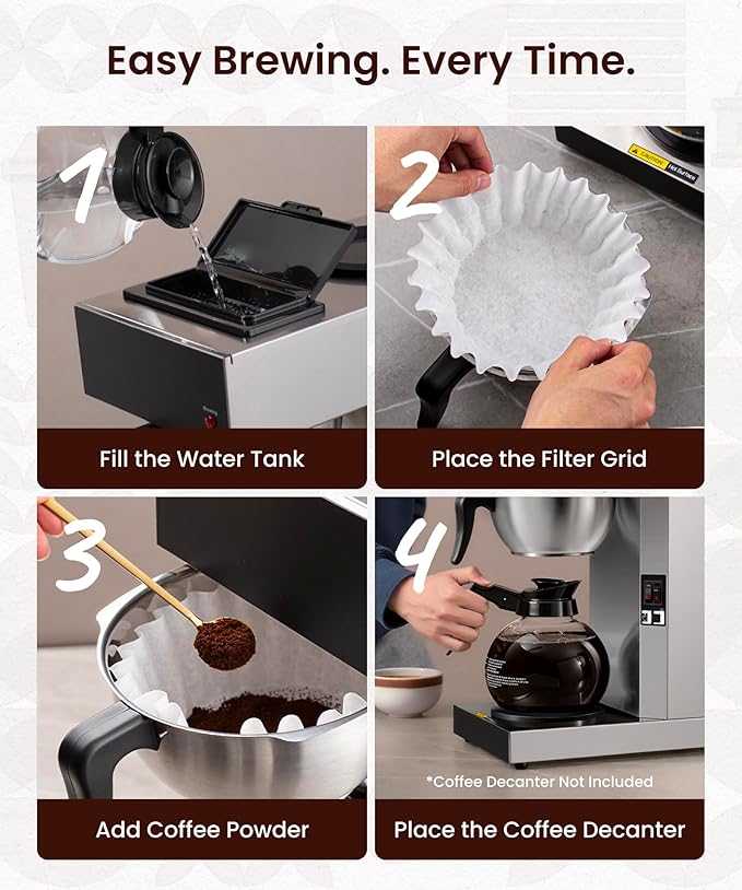 SYBO 12 Cup Coffee Maker Commercial Pour Over Coffee Maker Brewer Industrial Stainless Steel Cafetera with 2 Warmers