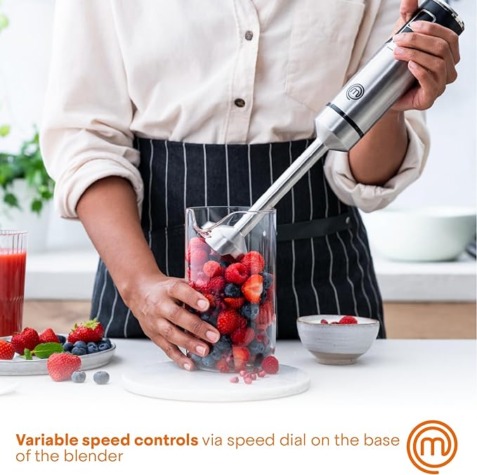 MasterChef Immersion Blender HandheldStainless Steel Hand Held Blending Stick EmulsifierPuree Blender for Making Baby FoodSoupSaucesPowerful 400W Motor with Variable Speed Control(Pack of 12)
