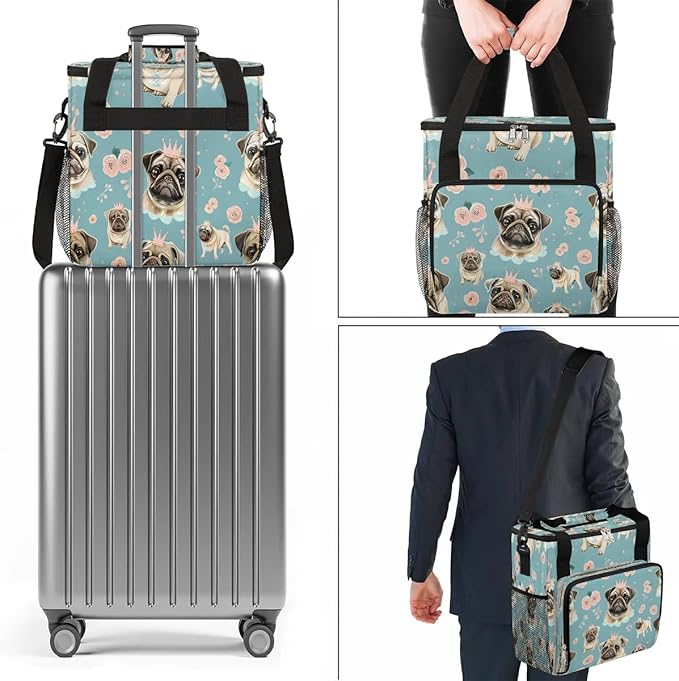 Adorable Dogs Roses Coffee Maker Travel Bag for K-Mini or K-Mini Plus Single Serve Coffee Brewer Portable Storage Tote Case for Tarvel