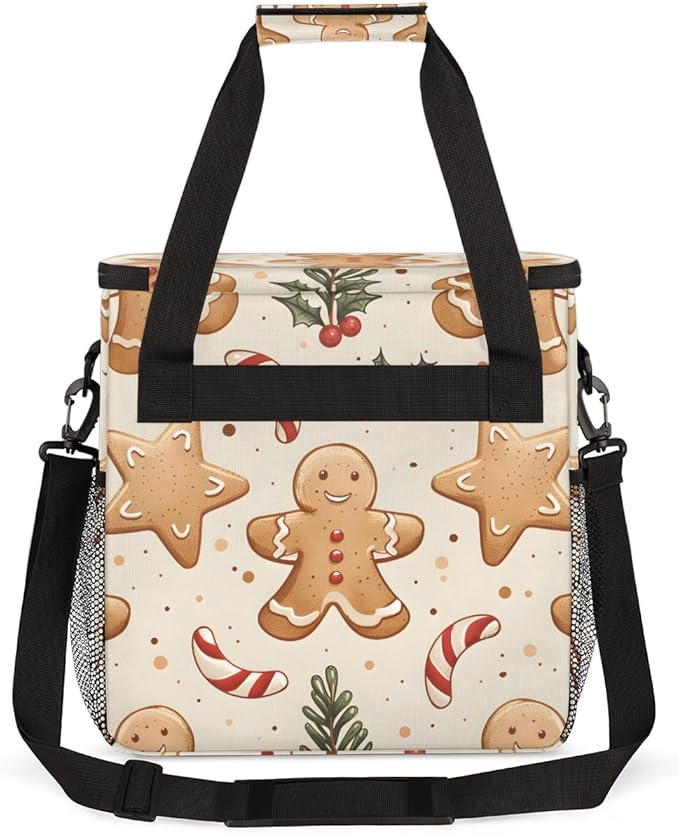 Cartoon Gingerbread Man Coffee Maker Carrying Bag Travel Storage Bag Compatible with K-Mini or K-Mini Plus Single Serve Coffee Brewer Carrying Case with Multiple Pockets &amp Shoulder Strap