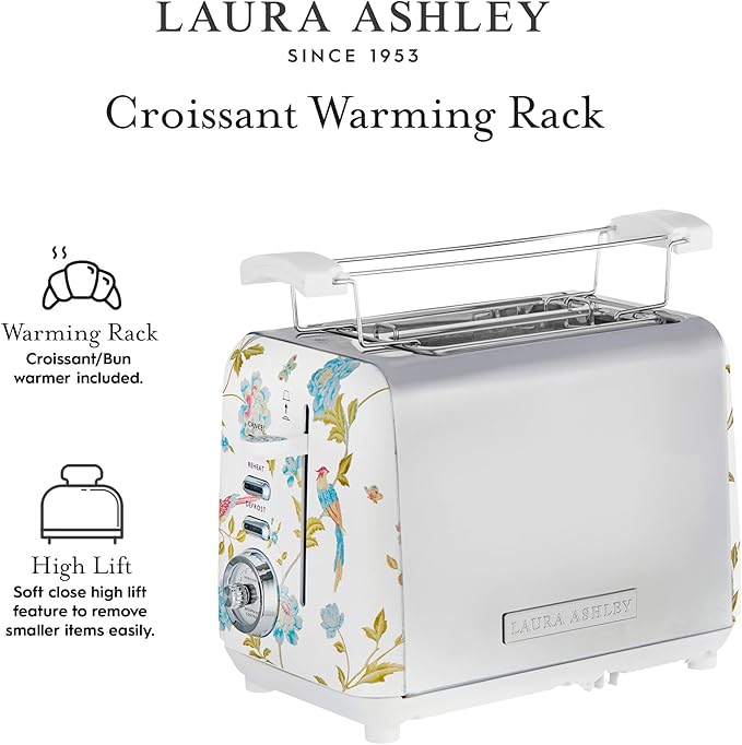 VQ Laura Ashley Stainless Steel 2 Slice Toaster Elveden White