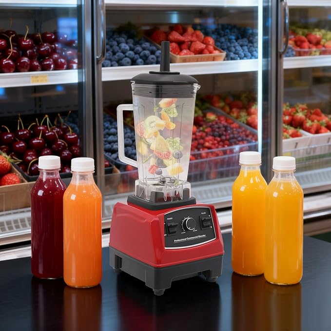 2200W Professional Smoothie Blender2L Large Capacity Commercial Blender With 10-Speed Settings 24000 Rpm High Power Blenders For Restaurant Kitchen (red)