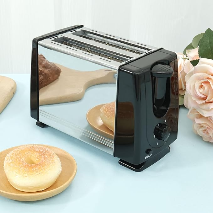 2 Slice Toaster Double Slot Toaster with 6 Settings and Pause Button Variable Browning Controls Toaster Stainless Steel Breakfast Toaster for Thin Bread Slices