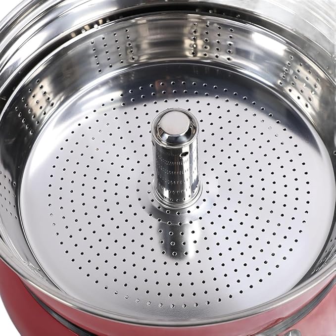 6L Large Capacity Rice Cooker – Electric Hot Pot with Lifting Fast Cooking Function Suitable for Steaming Rice Eggs &amp Hot Pot Use(Color:Red)
