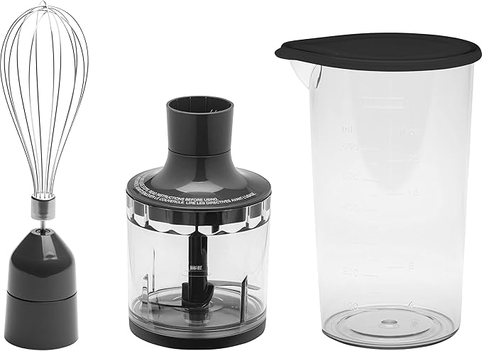 GE Immersion Blender Accessory Kit | Includes Chopping Bowl Attachable Whisk &amp 20-Ounce Measuring Cup | Accessories for Handheld Blender | Stainless Steel