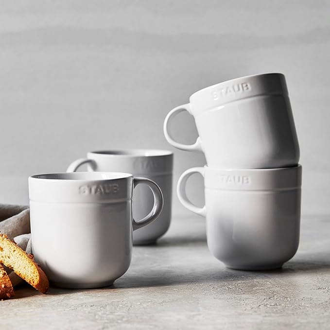 STAUB Ceramic Dinnerware 4-pc 16 oz. Mug Set - White