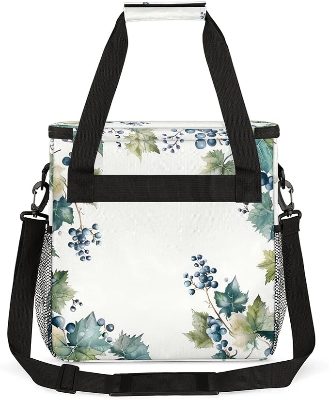 Grape Farmhouse Fruit Coffee Maker Carring Bag Large Insulated Storage Organizer Case Tote Bags with Shoulder Strap for Travel Work Picnic