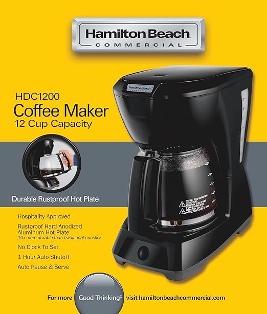 Hamilton Beach Commercial HDC1200 12 Cup Coffeemaker Black with Glass Carafe | Hospitality Rated