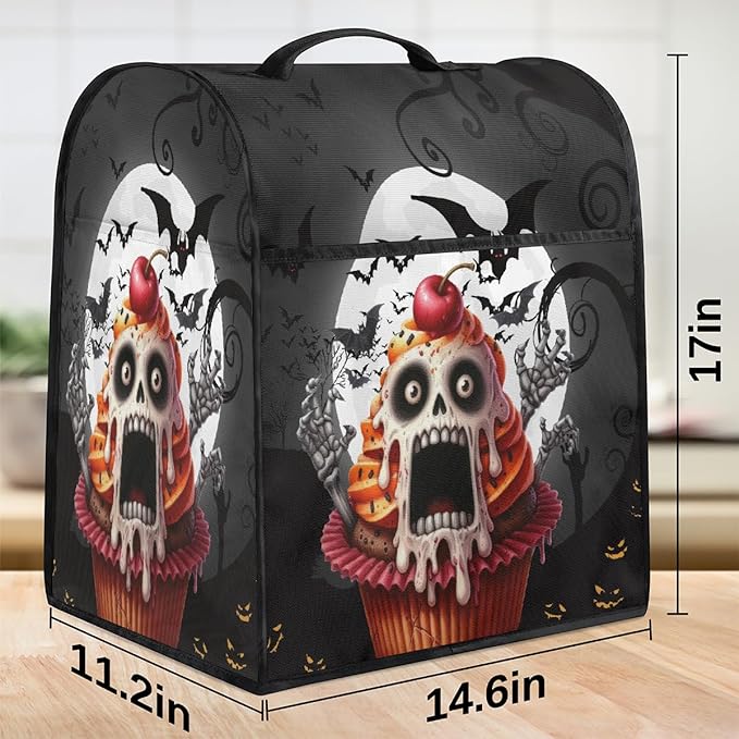 cfpolar Kitchen Aid Mixer Cover Compatible with 6-8 Quarts Halloween Skull Bat Moon Stand Mixer Cover Kitchen Aid Mixers Accessories Appliance Organizer Bag Dust Covers with Zipper Pocket