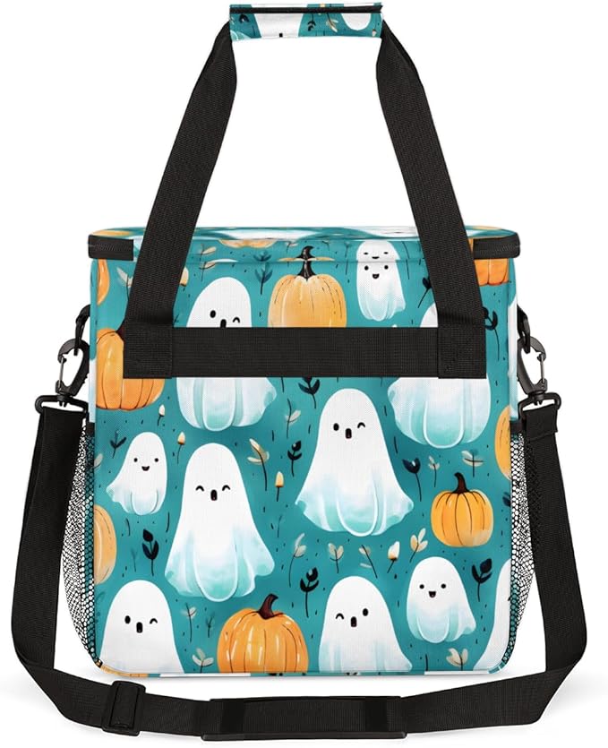 Mystical Halloween Ghosts Coffee Maker Carrying Bag Travel Storage Bag Compatible with K-Mini or K-Mini Plus Single Serve Coffee Brewer Carrying Case with Multiple Pockets &amp Shoulder Strap
