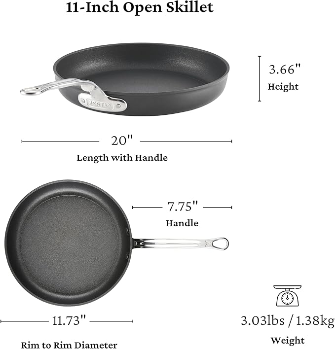 Hestan TITUM Fusion 3-Piece Nonstick Skillet Set (8 9.5 &amp 12.5) Double Impact Stainless Steel Base &amp Aluminum Body Induction Compatible Made without PFOAs