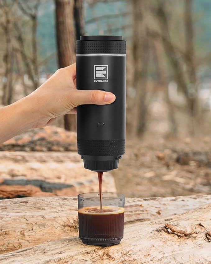 Portable Electric Espresso Machine Car Coffee Maker for Travel Camping Battery Powered Coffee Brewer Compatible with Ground Coffee &amp NS Capsules Black