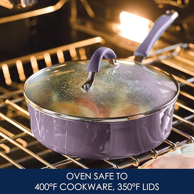 Rachael Ray Cucina Nonstick Cookware Pots and Pans Set 12 Piece Lavender Purple