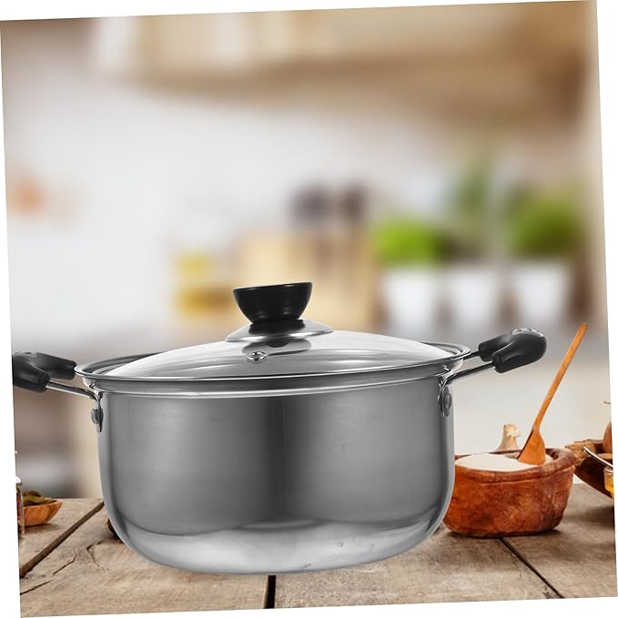 PRETYZOOM 3-Piece Stainless Steel Cookware Set Soup Pot Milk Pan Frying Pan Sturdy Kitchen Essentials for Daily Cooking Compatible Induction Cooktops Dishwasher Safe