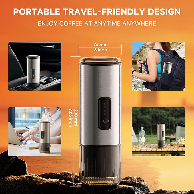Transportable Combined Coffee Machine with 7500mAh Battery 20 Club Pressure Fast Heating for Travel Backpacking Office Use Mobile Medication Coffee Machine