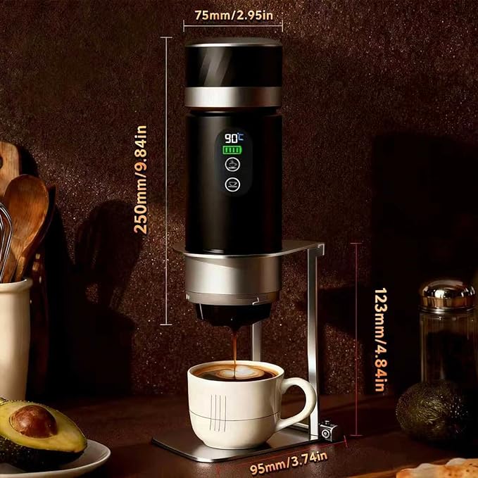 Portable Coffee Maker Removable 7500mAh Battery 20Bar High-Pressure Fast Extraction USB Charging Stand &amp Carry Bag Supports Coffee Grounds &amp NS Pods Ideal Camping Makers for Travel