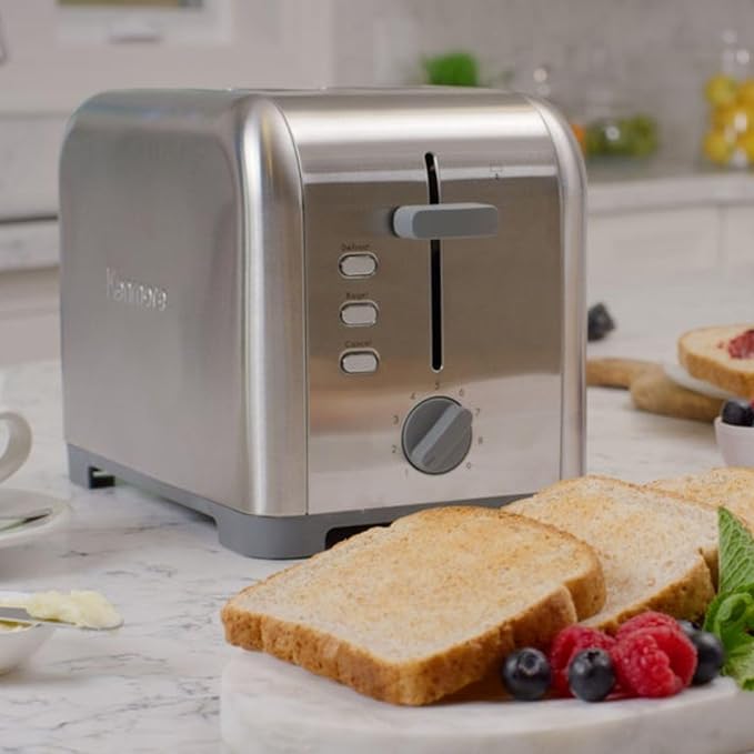Kenmore 2-Slice Toaster Stainless Steel Extra Wide Slots Bagel and Defrost Functions 9 Browning Levels Removable Crumb Tray for Bread Toast English Muffin Toaster Strudel