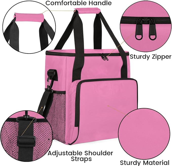 Pink Coffee Maker Carrying Bag Waterproof Insulated Leakproof Cooler Bag Portable Storage Tote Bag Organizer With Shoulder Strap