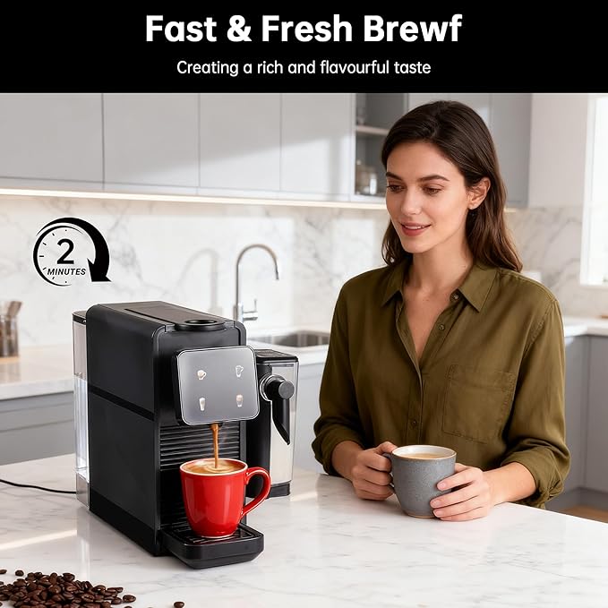 Morpilot Capsule Coffee Machine Compatible with Nespresso Capsules Single-Serve Coffee Machine For Espresso Lungo Cappuccino &amp Latte With Milk Frother 20-Bar High Pressure &amp 0.75L Water Ta
