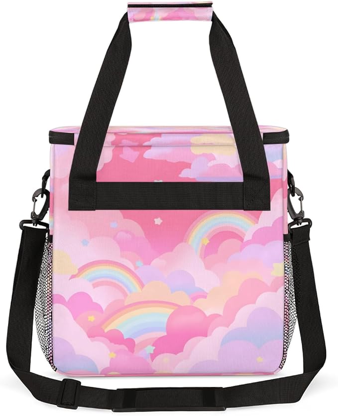 Rainbow Coffee Maker Carrying Bag Pink Portable Travel Storage Tote Bag Compatible with K-Mini or K-Mini Plus Single Serve Coffee Brewer Carrying Case with Multiple Pockets &amp Shoulder Strap