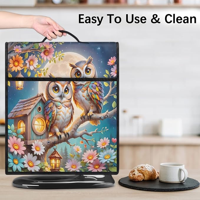 cfpolar Kitchen Aid Mixer Cover Compatible with 6-8 Quarts Owl Bird Flowers Stand Mixer Cover Kitchen Aid Mixers Accessories Appliance Organizer Bag Dust Covers with Zipper Pocket