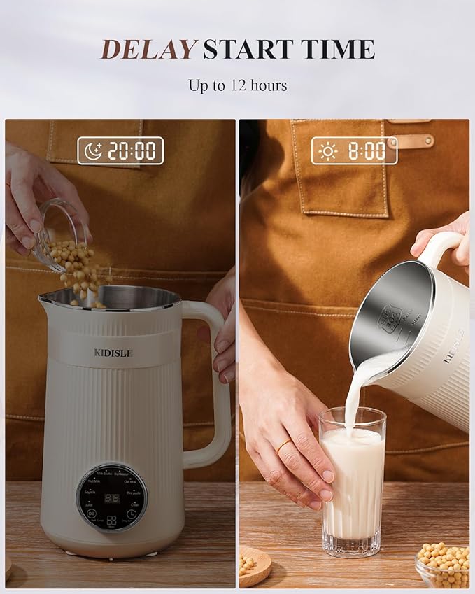 8 in 1 Nut Milk Maker Blender 32oz Homemade Soy Almond Oat Coconut Plant Based and Non Dairy Beverages Automatic Soybean Machine With Delay Start/Keep Warm/Boil Water Cream