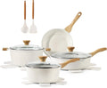 SENSARTE Nonstick Ceramic Cookware Set 13-Piece Non-toxic Pots and Pans Set Healthy Kitchen Cooking Set with Stay-Cool Handles Silicone Tools and Pot Protectors PFAS Free