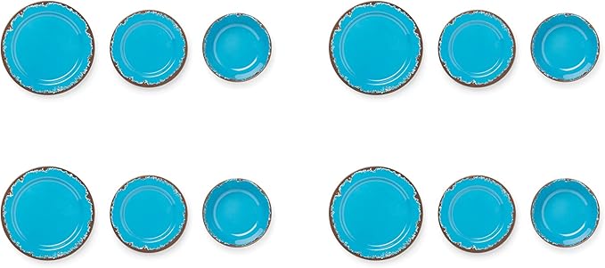 Fox Run Melamine Dinnerware Set Dark Blue 12 Piece