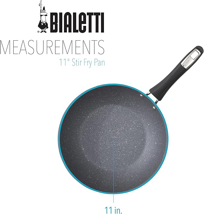 Bialetti Impact Textured Nonstick Oven-Safe 11in Stir Fry Pan Gray