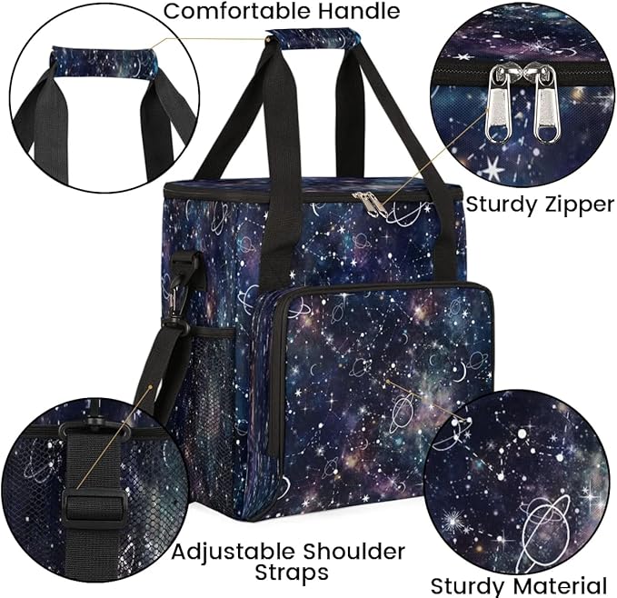 Galaxy Universe Starry Sky Coffee Maker Carring Bag Travel Carrying Storage Tote Bag Compatible Portable Single Serve Coffee Brewer Case with Pockets for K-cup Pods