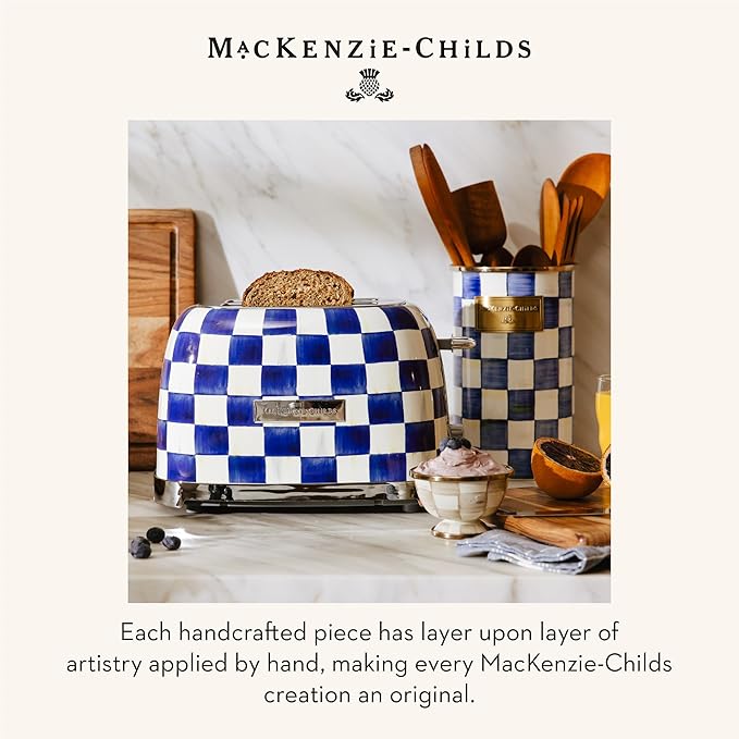 MACKENZIE-CHILDS 2-Slice Toaster Decorative Toaster for Kitchen Blue-and-White Royal Check