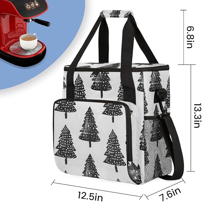 Christmas Festivals Coffee Maker Carrying Bag Christmas Tree Travel Storage Bag Compatible with K-Mini or K-Mini Plus Single Serve Coffee Brewer Carrying Case with Multiple Pockets &amp Shoulder St