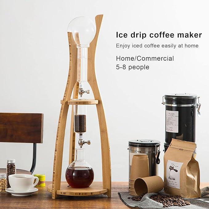 WIKINK Cold Brew Drip Tower 500ml Cold Brew Drip Coffee Maker with Adjustable Dripper Detachable Glass Cold Brew Maker with Slow Drip Technology for Cafe Home Kitchen