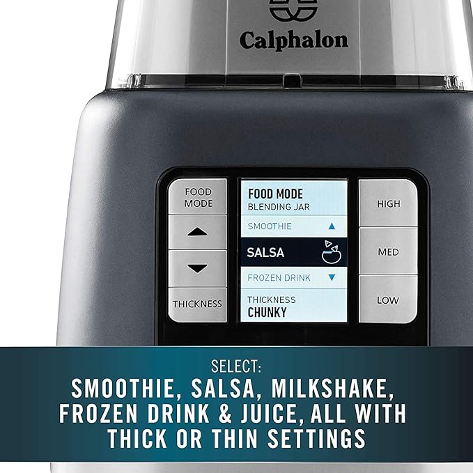 Calphalon Blender 24-Oz Portable Blend-n-Go Smoothie Cup ActiveSense 1200-Watt Motor Dark Stainless Steel