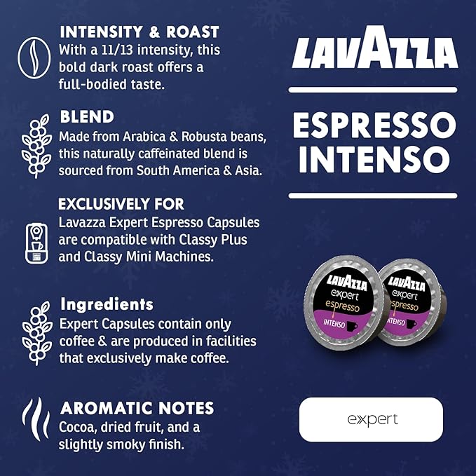 Lavazza Classy Plus Coffee Maker – 72 Count Intenso Espresso Capsules – Dual Brew Espresso &amp Lungo Machine Compatible Expert Capsules